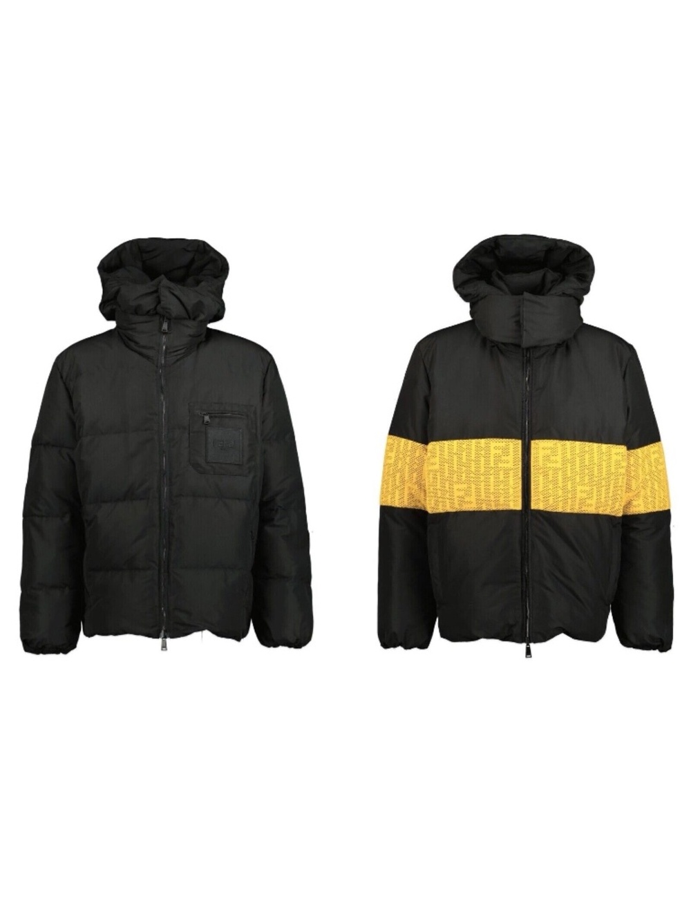 Fendi Puffer Jacket Reversible Hooded FF Monogram Size 54 New